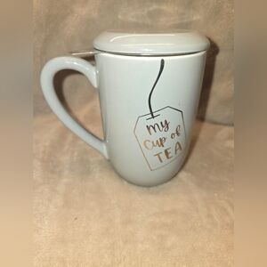 Modern Expressions Gray Ceramic Mug MY CUP OF TEA 16 OZ W/ Infuser